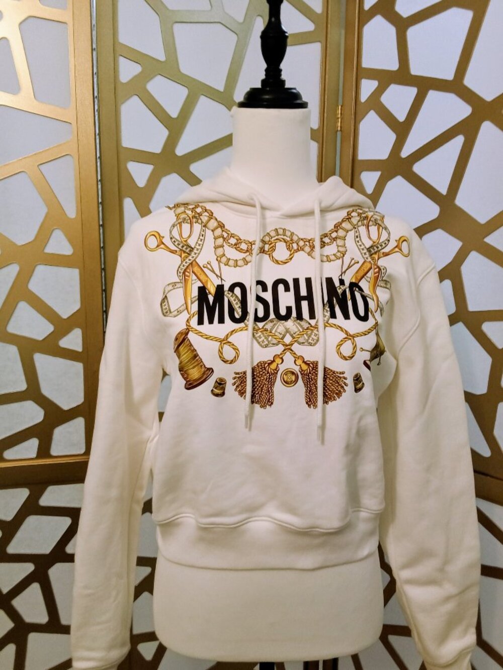 Moschino white long sleeve hoodie